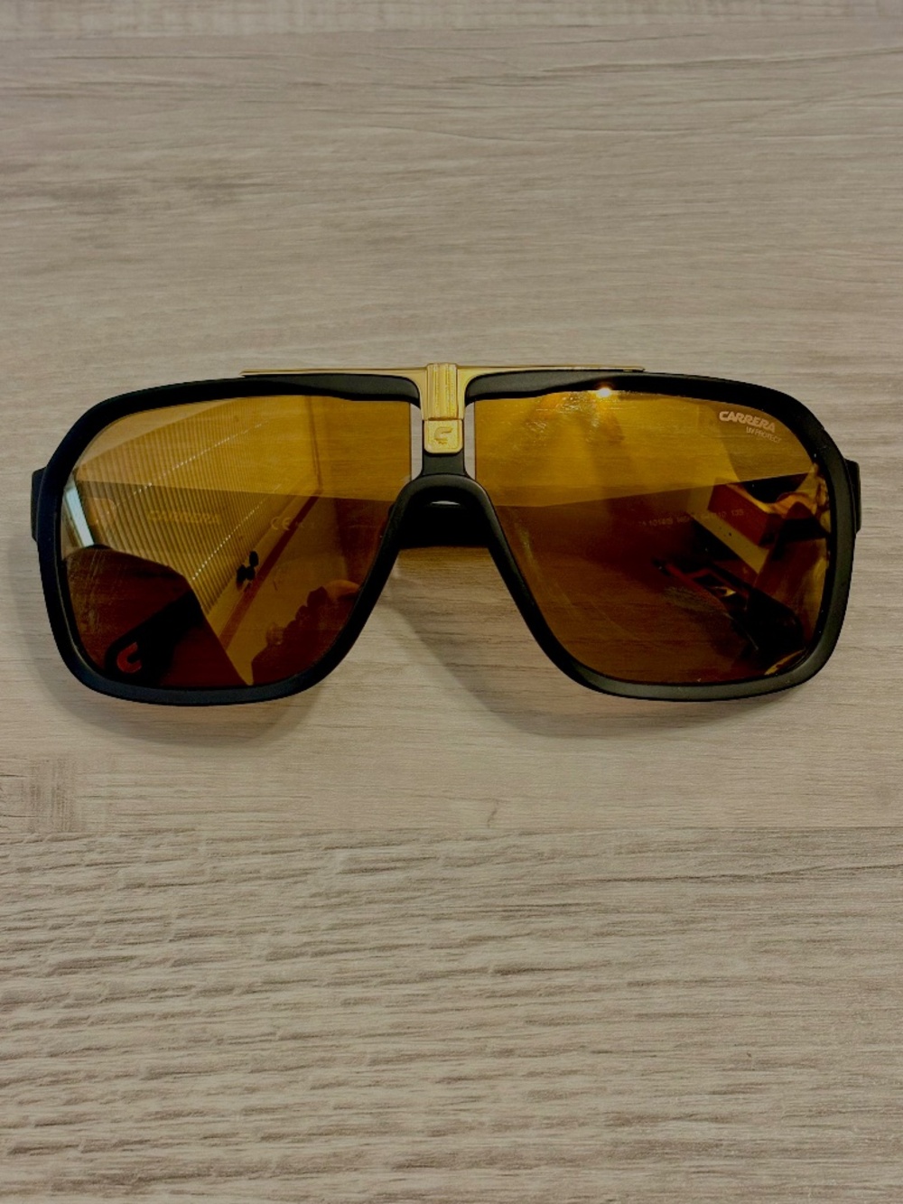 Carrera Sunglasses 1014/S 146K1 Black Gold Aviator Pilot Gold Mirror Lenses Read